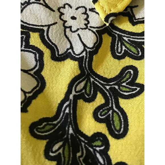 100% Silk Badgley Mischka Yellow Gray 729 Floral Women Blouse Size Petites 2 NWT - Picture 8 of 12